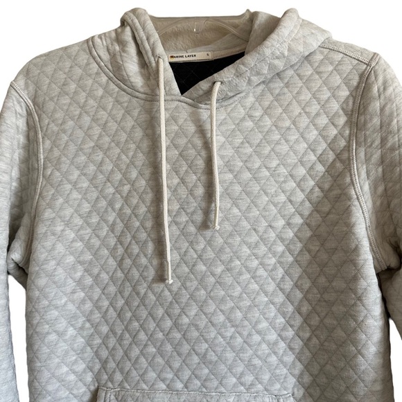 Marine Layer Corbet Quilted Hoodie Oatmeal Cream Grey Small - Picture 3 of 15